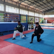 Sess&atilde;o de fisioterapia esportiva no Gin&aacute;sio de Lutas do Cete